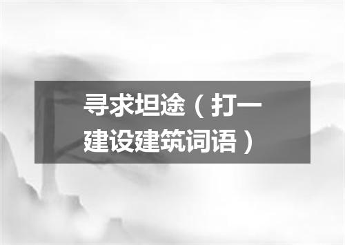 寻求坦途（打一建设建筑词语）
