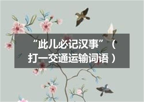 “此儿必记汉事”（打一交通运输词语）