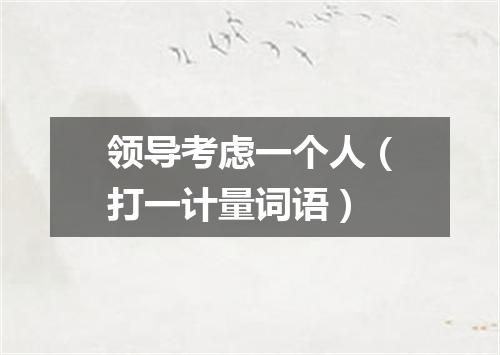 领导考虑一个人（打一计量词语）