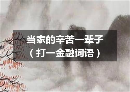 当家的辛苦一辈子（打一金融词语）