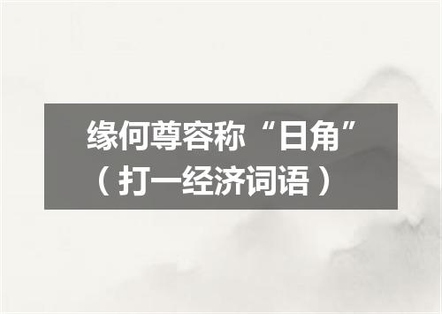 缘何尊容称“日角”（打一经济词语）