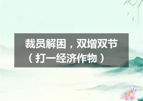 裁员解困，双增双节（打一经济作物）