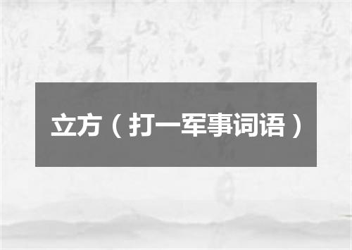 立方（打一军事词语）