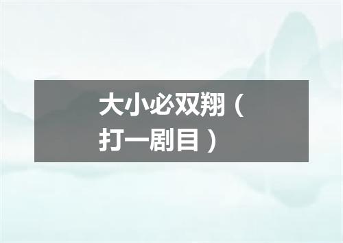 大小必双翔（打一剧目）