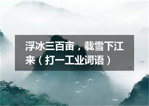 浮冰三百亩，载雪下江来（打一工业词语）