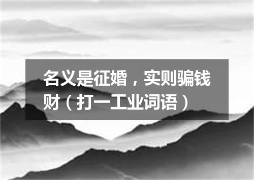 名义是征婚，实则骗钱财（打一工业词语）