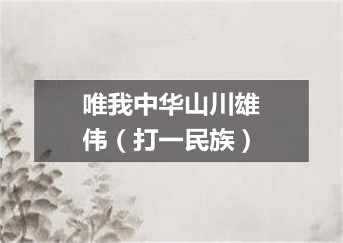 唯我中华山川雄伟（打一民族）