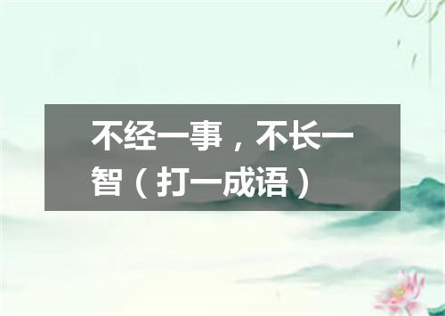 不经一事，不长一智（打一成语）