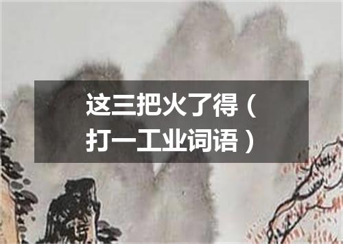 这三把火了得（打一工业词语）