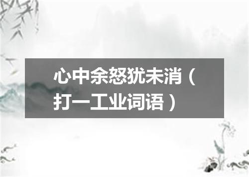 心中余怒犹未消（打一工业词语）