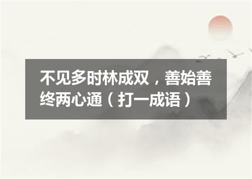 不见多时林成双，善始善终两心通（打一成语）