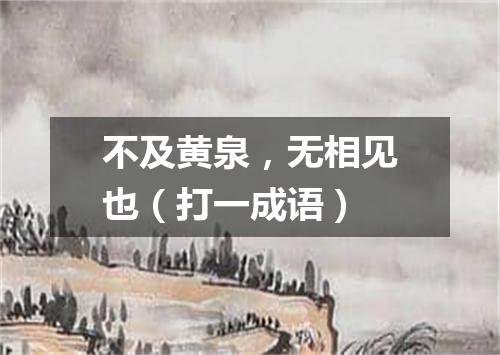 不及黄泉，无相见也（打一成语）