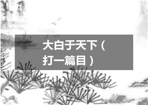 大白于天下（打一篇目）