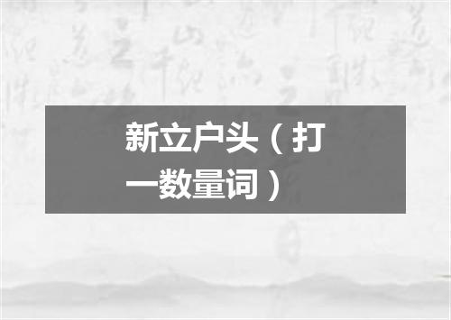 新立户头（打一数量词）