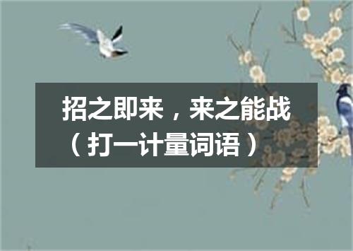 招之即来，来之能战（打一计量词语）