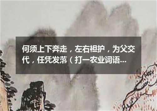 何须上下奔走，左右袒护，为父交代，任凭发落（打一农业词语）
