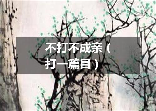不打不成亲（打一篇目）
