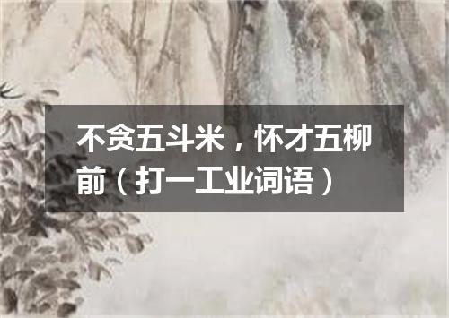 不贪五斗米，怀才五柳前（打一工业词语）