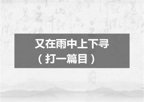 又在雨中上下寻（打一篇目）