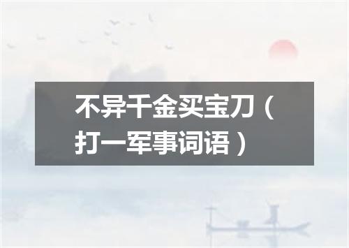 不异千金买宝刀（打一军事词语）