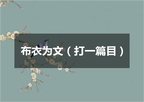布衣为文（打一篇目）