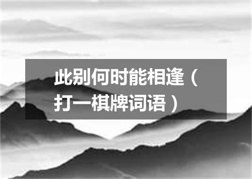 此别何时能相逢（打一棋牌词语）
