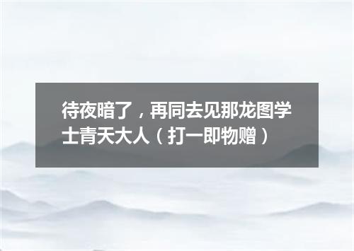 待夜暗了，再同去见那龙图学士青天大人（打一即物赠）