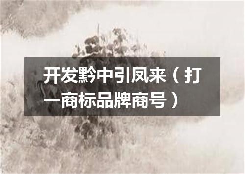 开发黔中引凤来（打一商标品牌商号）
