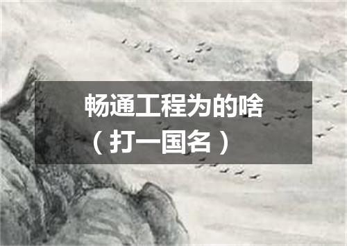 畅通工程为的啥（打一国名）