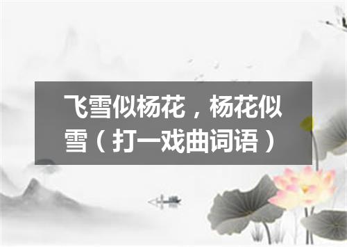 飞雪似杨花，杨花似雪（打一戏曲词语）