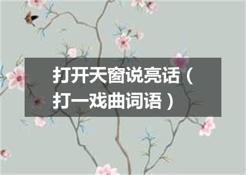 打开天窗说亮话（打一戏曲词语）