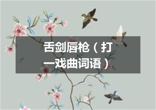 舌剑唇枪（打一戏曲词语）