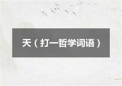天（打一哲学词语）