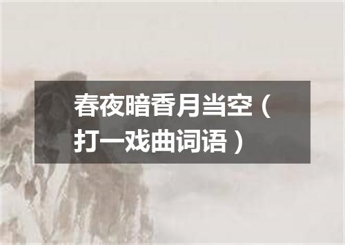 春夜暗香月当空（打一戏曲词语）