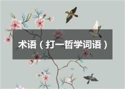术语（打一哲学词语）