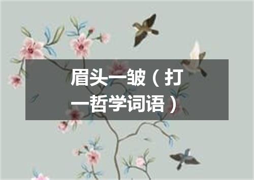 眉头一皱（打一哲学词语）
