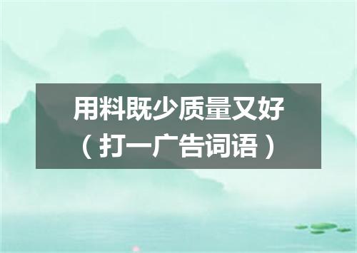 用料既少质量又好（打一广告词语）