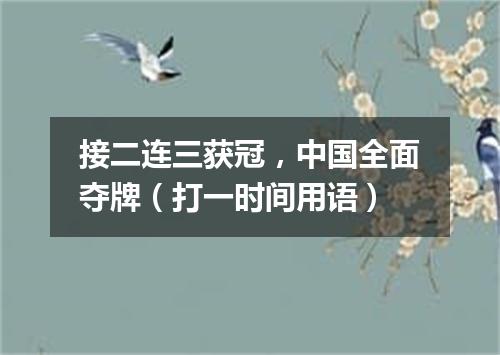 接二连三获冠，中国全面夺牌（打一时间用语）