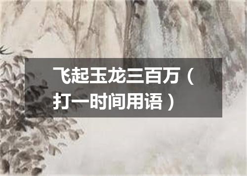 飞起玉龙三百万（打一时间用语）