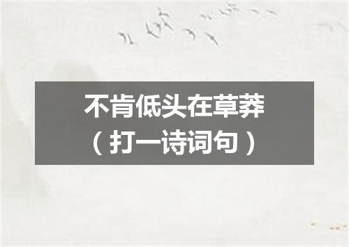 不肯低头在草莽（打一诗词句）