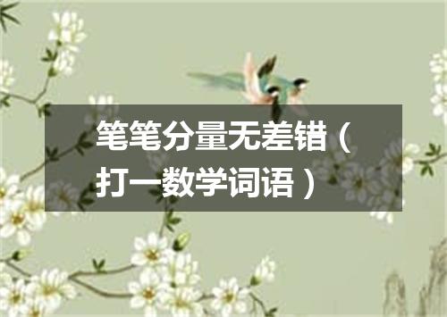 笔笔分量无差错（打一数学词语）