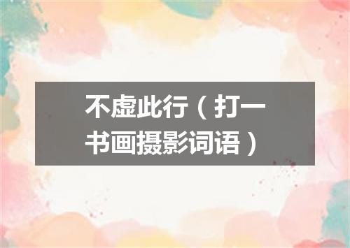 不虚此行（打一书画摄影词语）