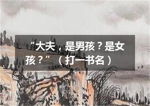 “大夫，是男孩？是女孩？”（打一书名）