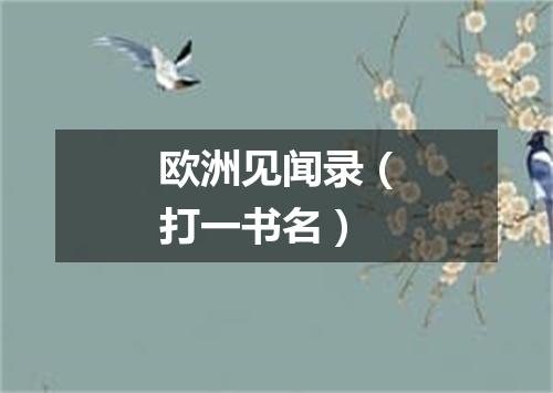欧洲见闻录（打一书名）