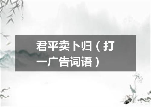 君平卖卜归（打一广告词语）