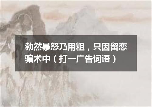 勃然暴怒乃用粗，只因留恋骗术中（打一广告词语）