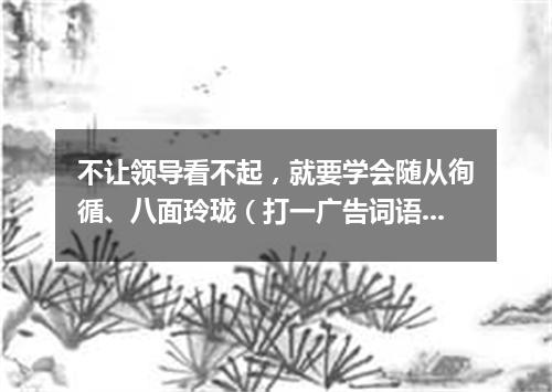 不让领导看不起，就要学会随从徇循、八面玲珑（打一广告词语）