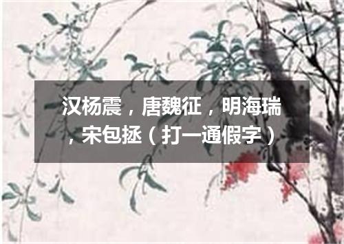 汉杨震，唐魏征，明海瑞，宋包拯（打一通假字）